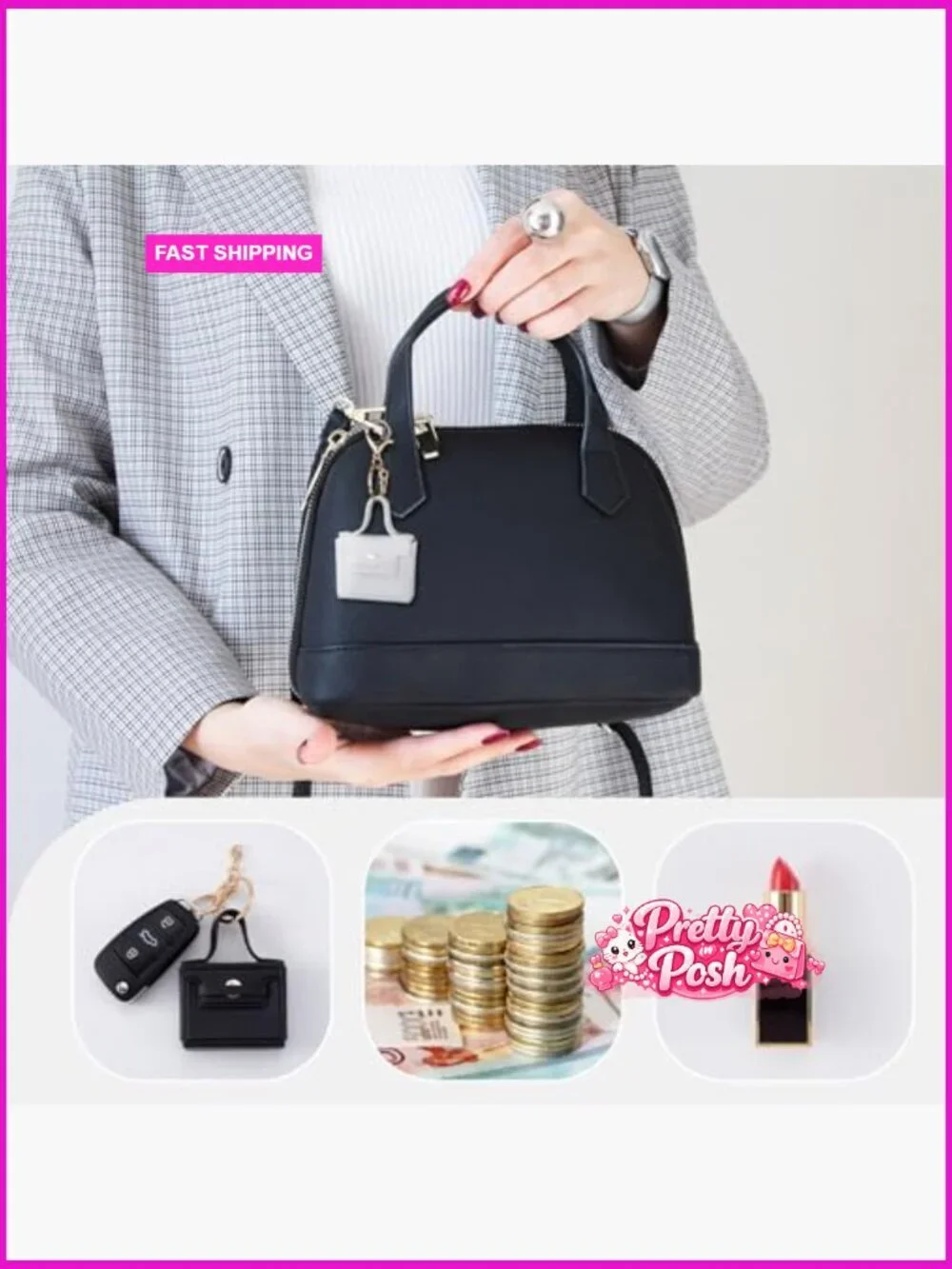 PU Leather Mini Backpack Keychain Coin Purse Zipper Pouch